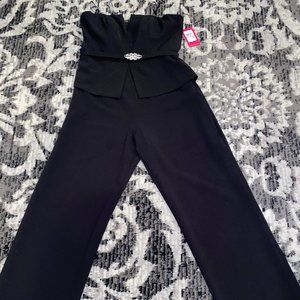 Vince Camuto Black Strapless Peplum Jumpsuit
